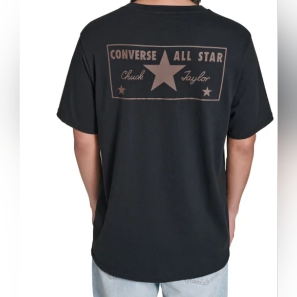 New Converse Men's Black Men's Logo Tee Relaxed Fit Printed Graphics Select Size - Picture 2 of 3